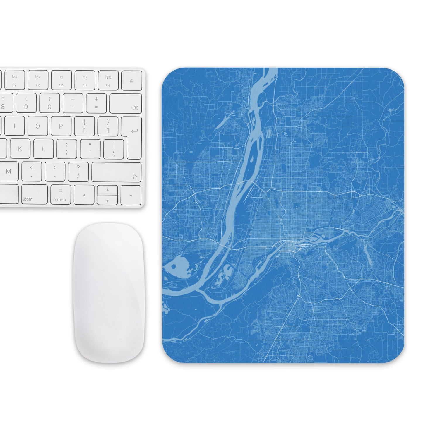 Portland Blue and White Map Mouse Pad