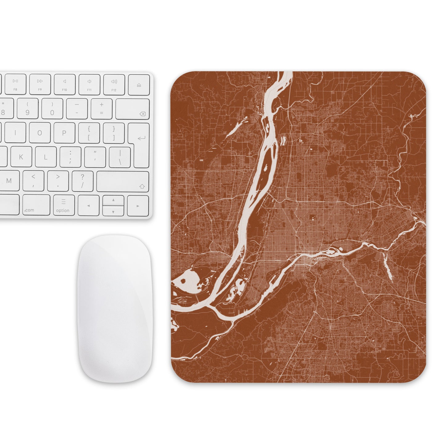 Portland Brown and White Map Mouse Pad