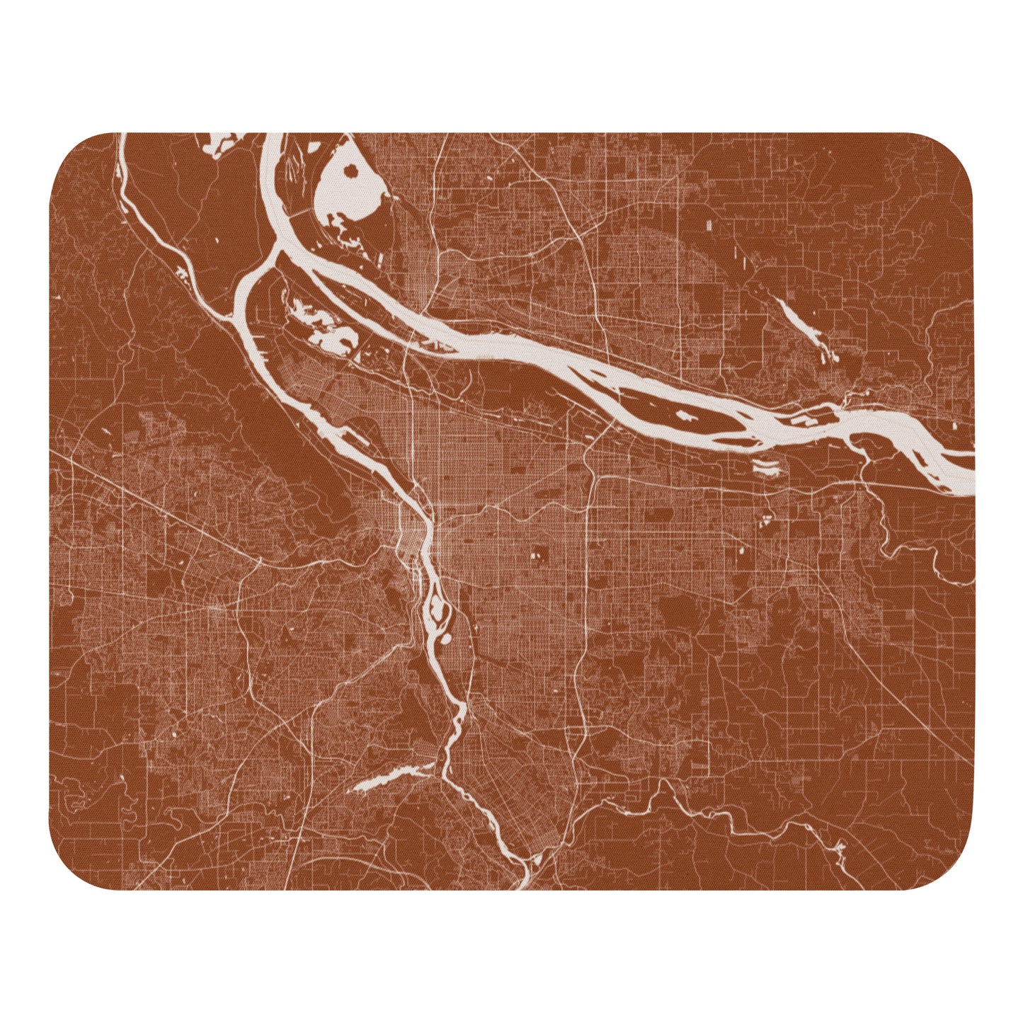 Portland Brown and White Map Mouse Pad