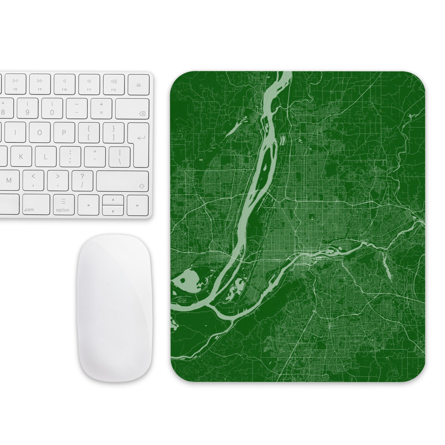 Portland Green and White Map Mouse Pad
