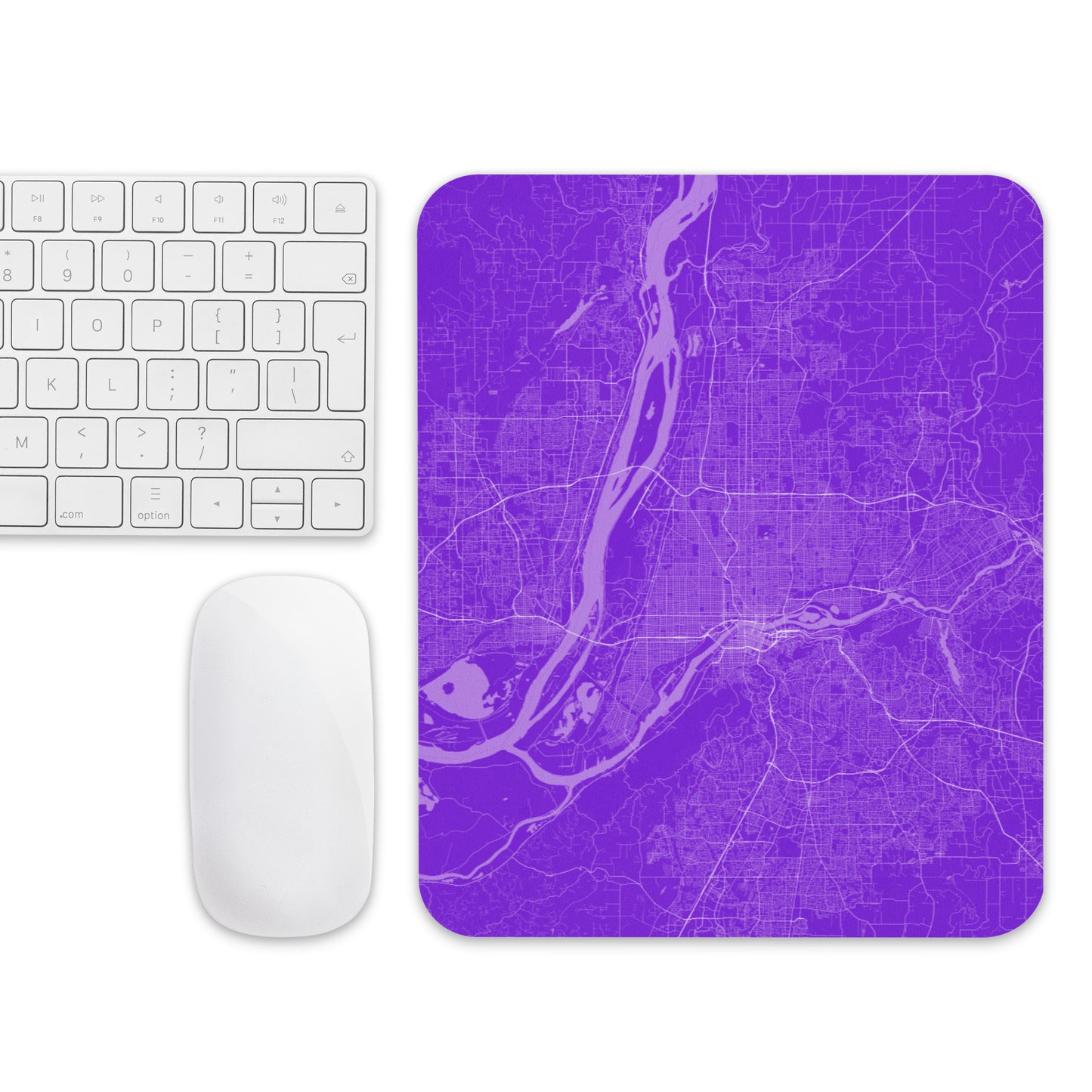 Portland Purple and White Map Mouse Pad