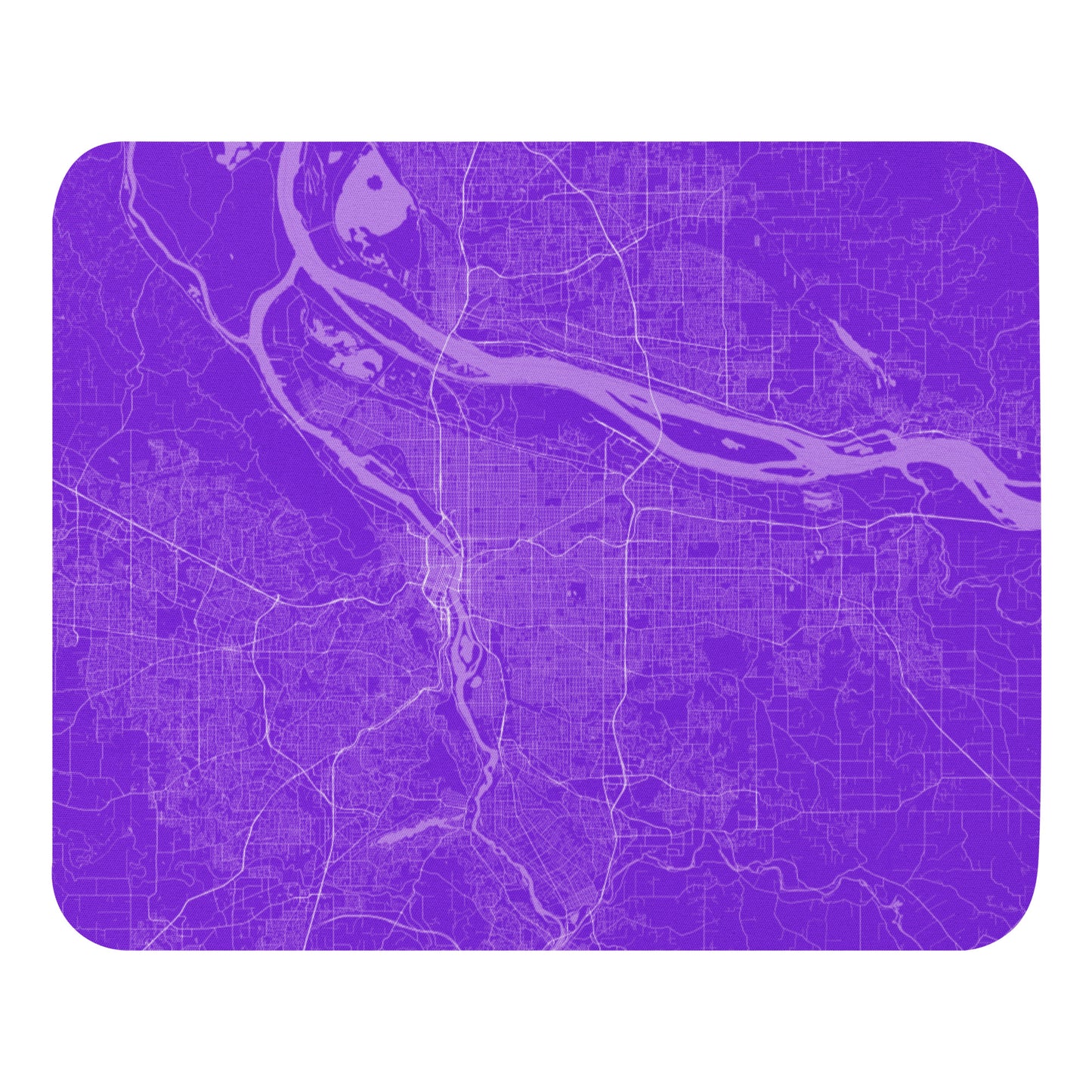 Portland Purple and White Map Mouse Pad