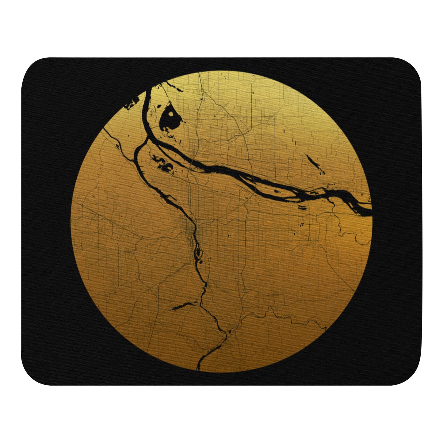 Portland Gold on Black Map Mouse Pad