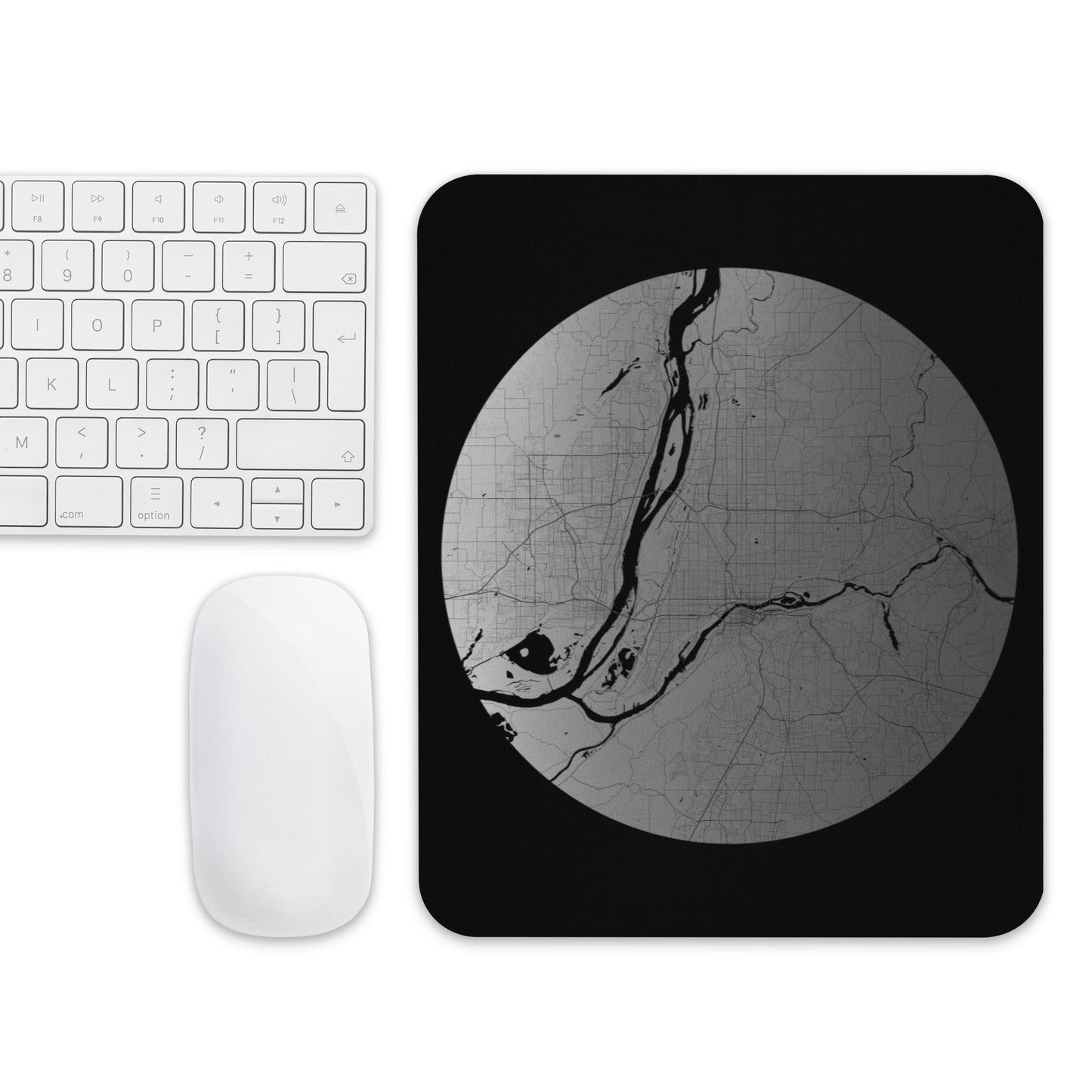 Portland Silver on Black Map Mouse Pad