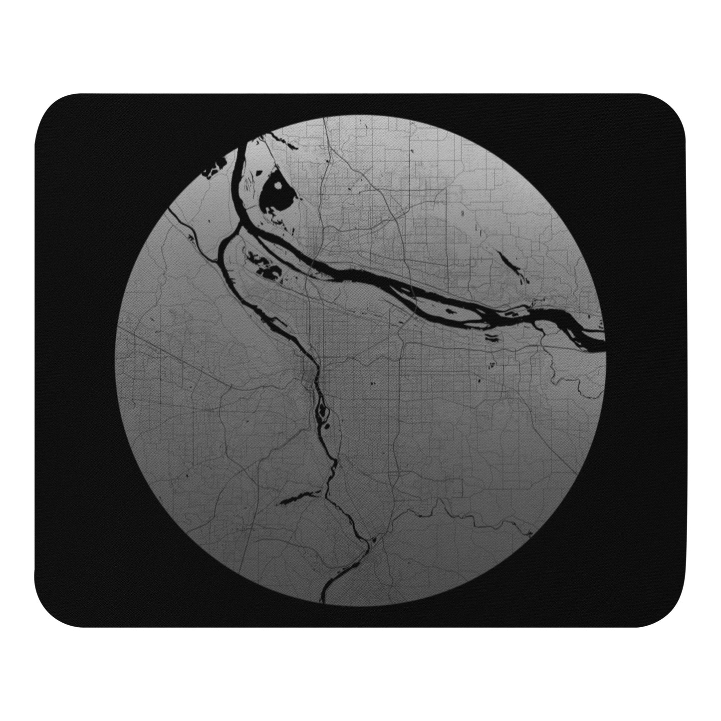 Portland Silver on Black Map Mouse Pad