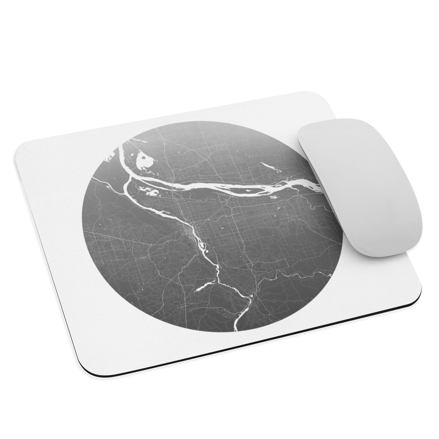 Portland Silver on White Map Mouse Pad