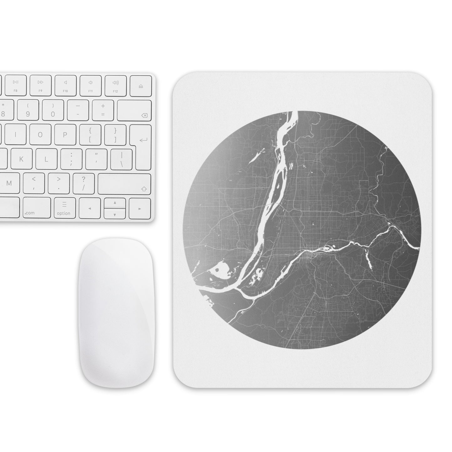 Portland Silver on White Map Mouse Pad