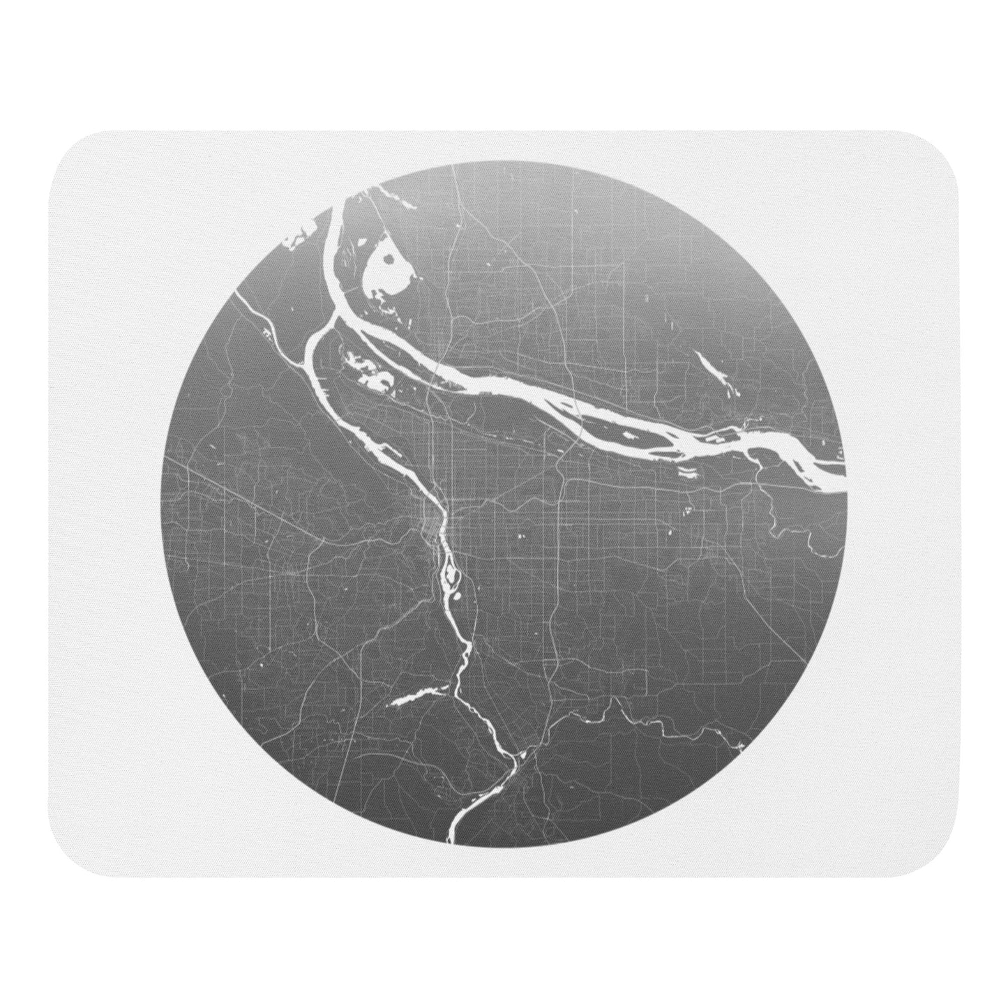 Portland Silver on White Map Mouse Pad