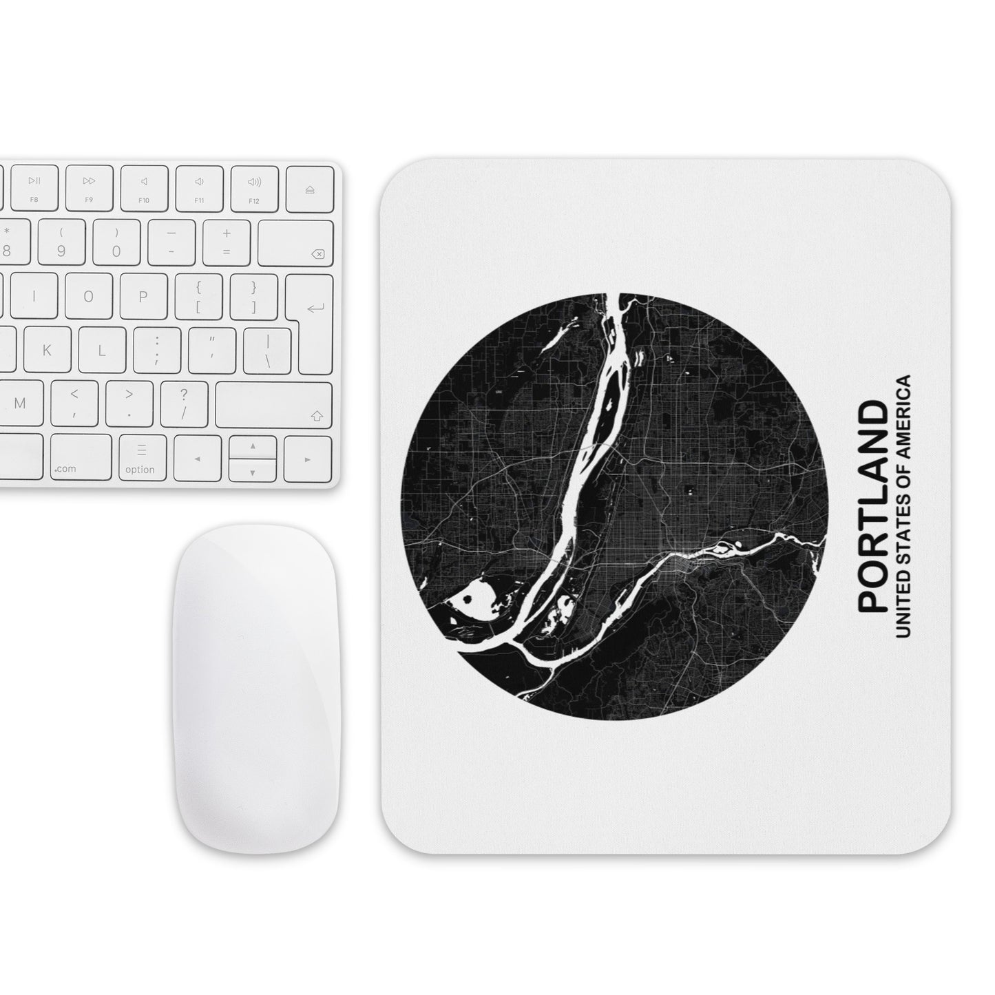 Portland Circular Black Map Mouse Pad