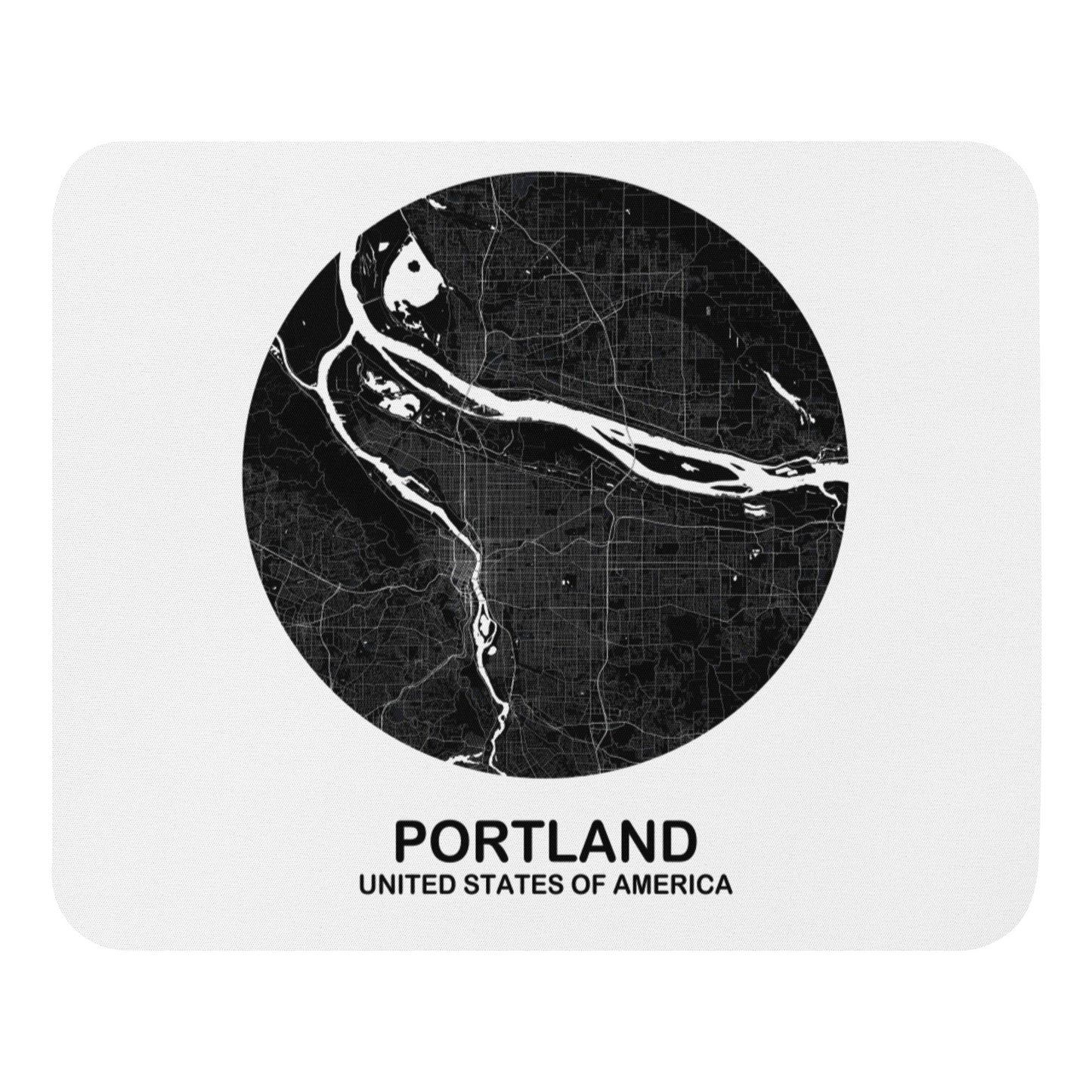 Portland Circular Black Map Mouse Pad