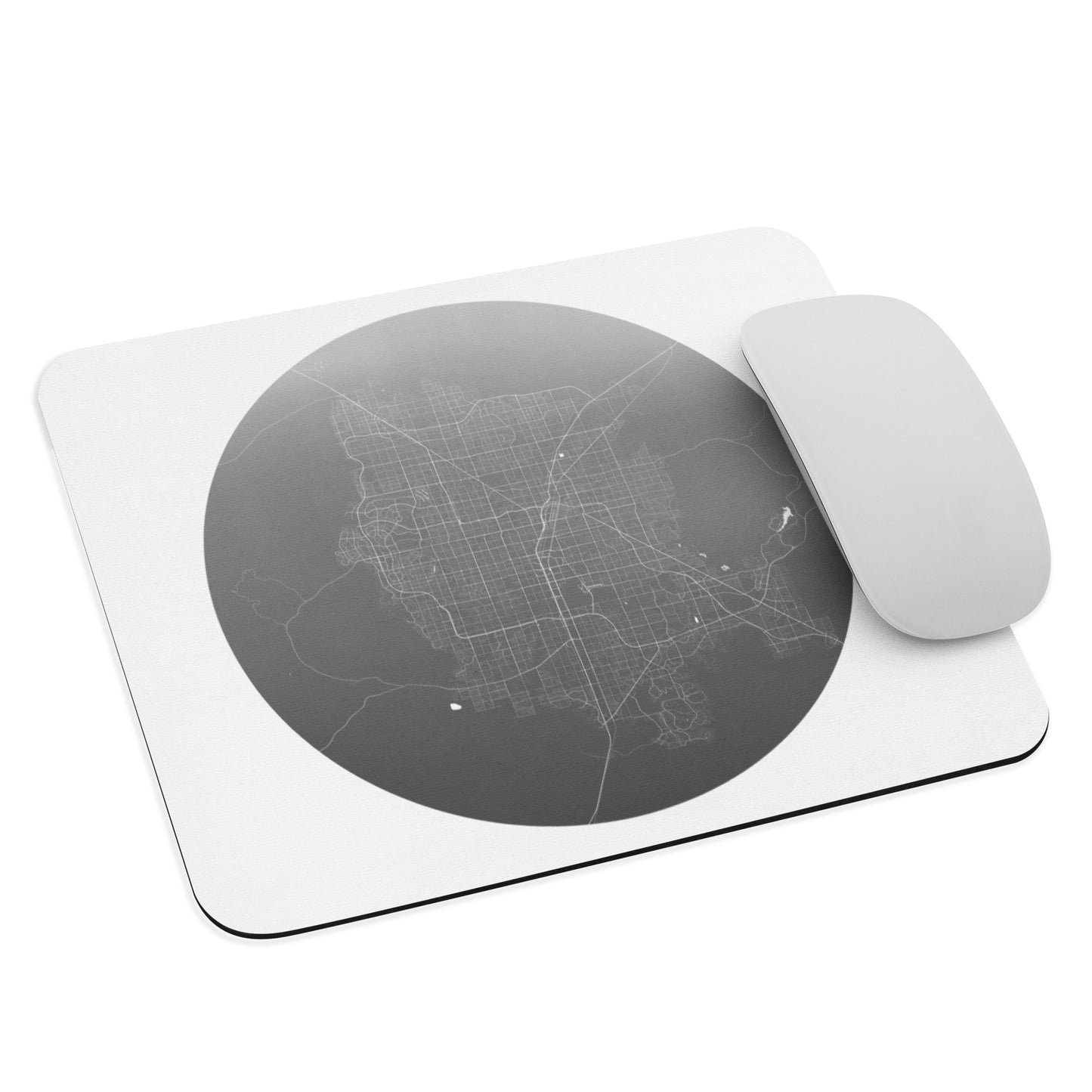 Las Vegas Silver on White Map Mouse Pad