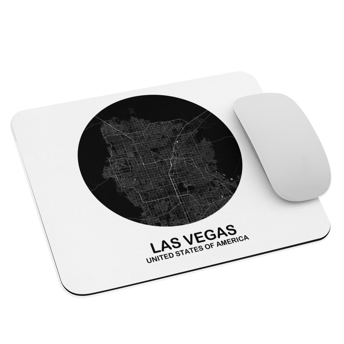 Las Vegas Circular Black Map Mouse Pad