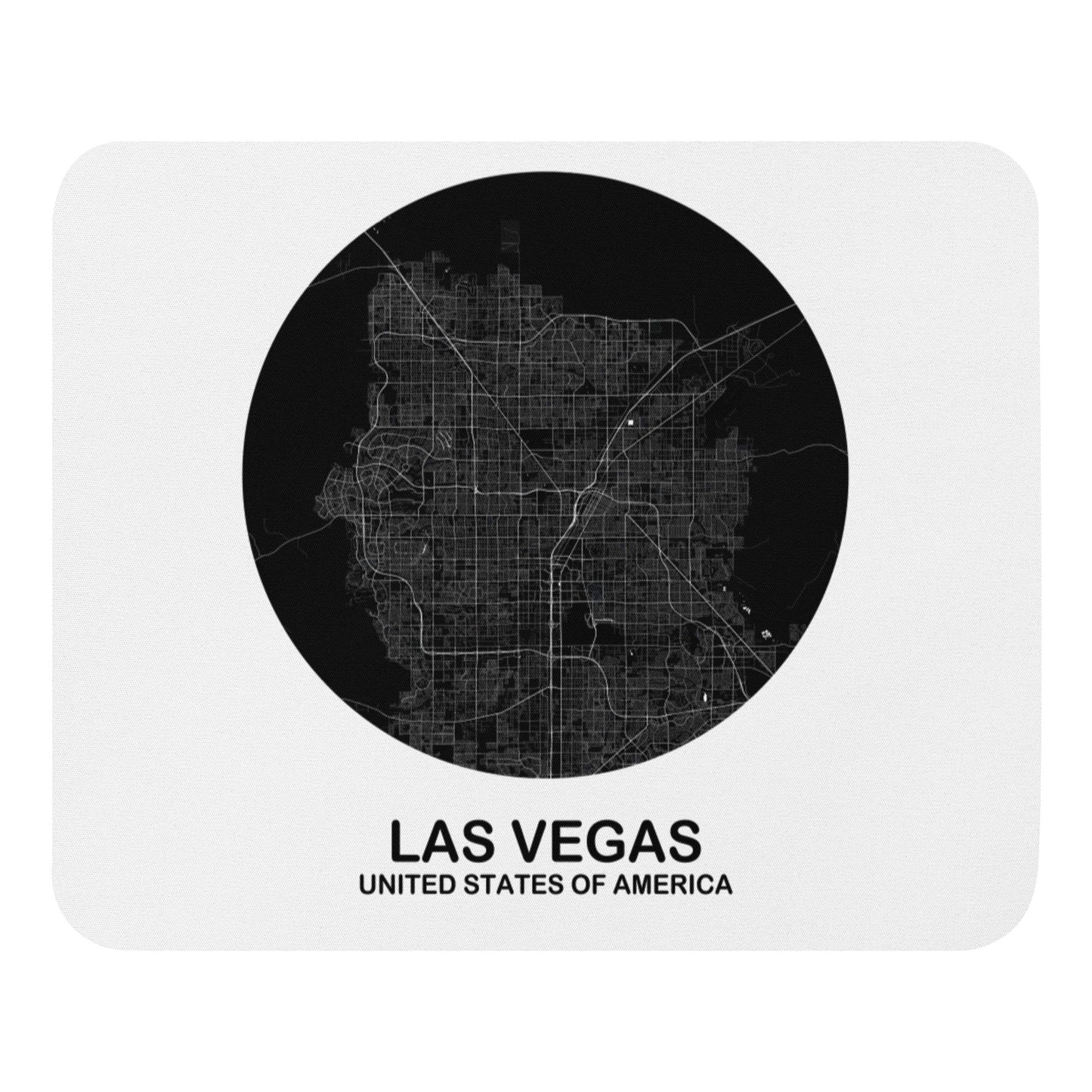 Las Vegas Circular Black Map Mouse Pad