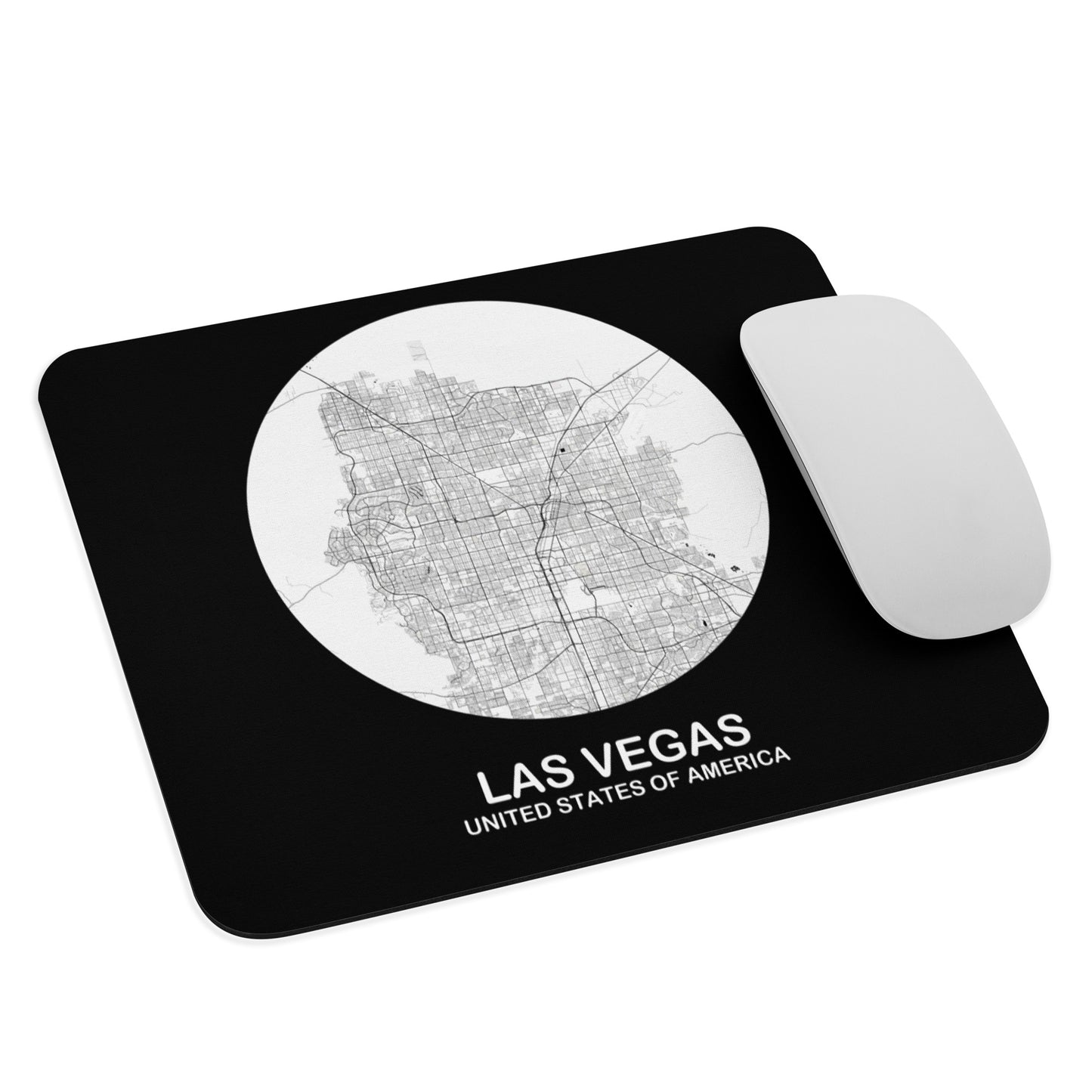 Las Vegas Circular White Map Mouse Pad