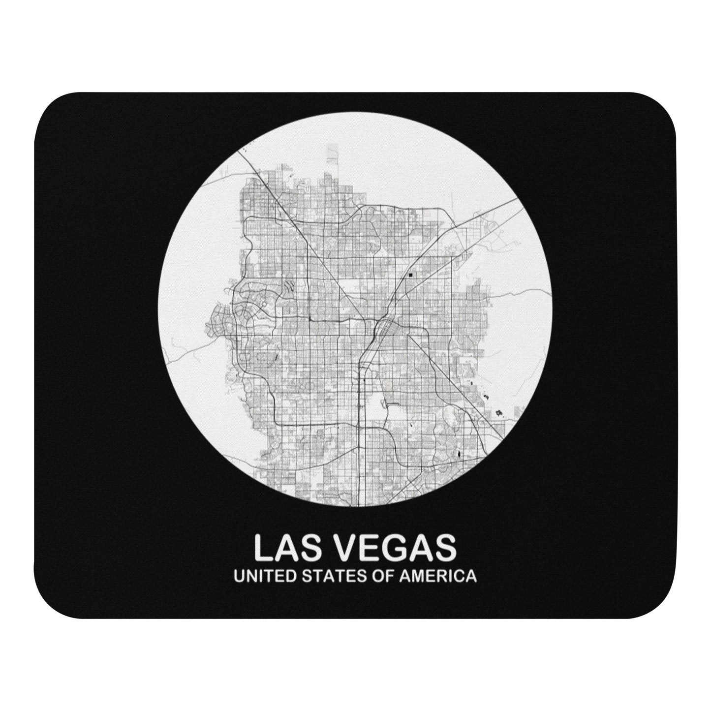 Las Vegas Circular White Map Mouse Pad