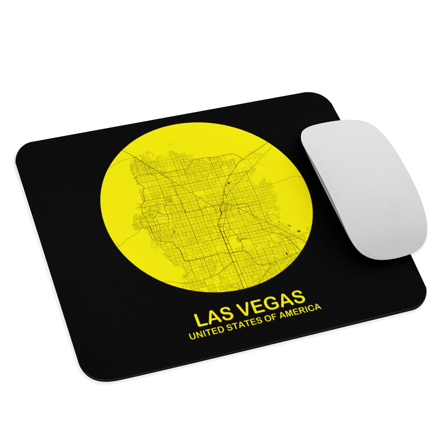 Las Vegas Circular Yellow Map Mouse Pad