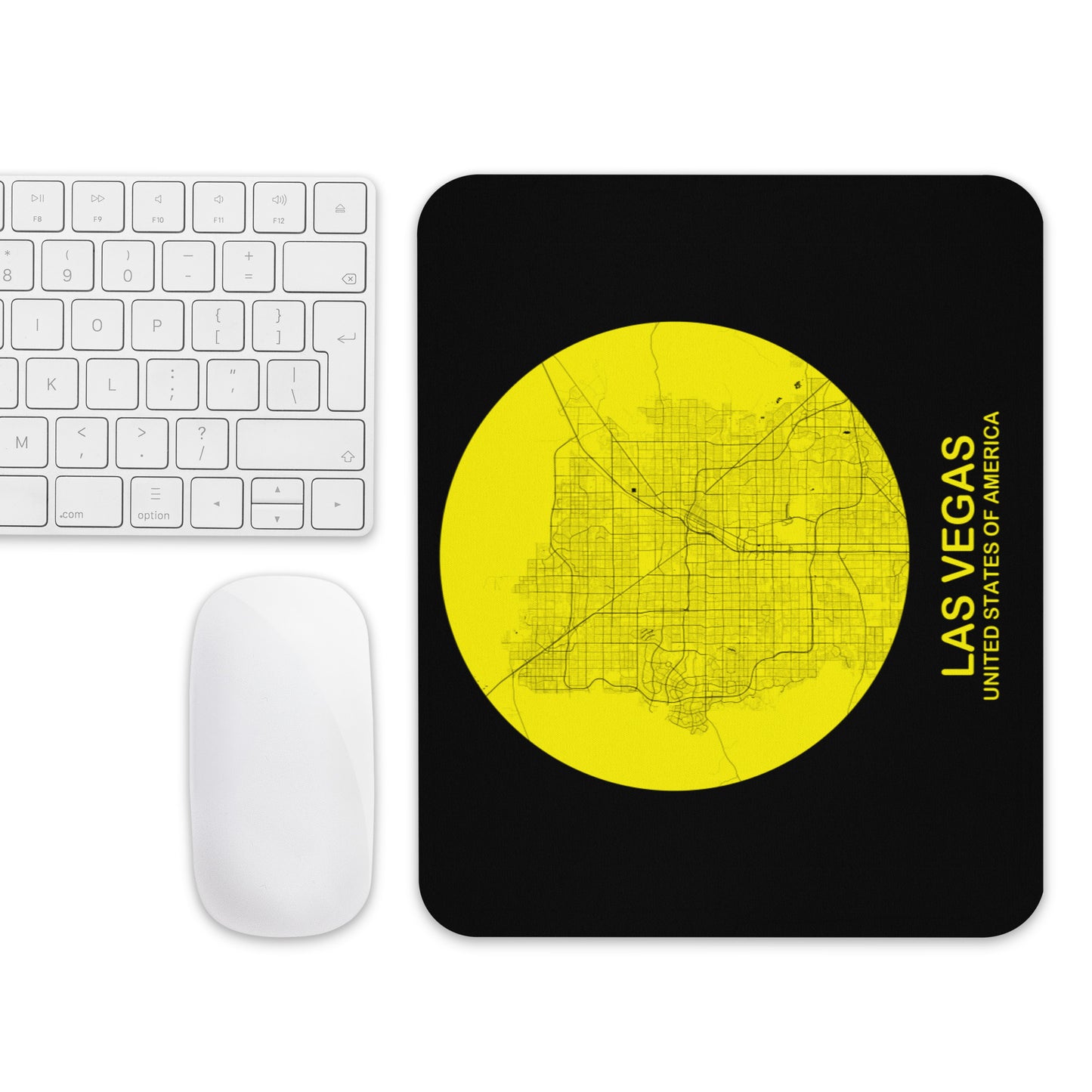 Las Vegas Circular Yellow Map Mouse Pad