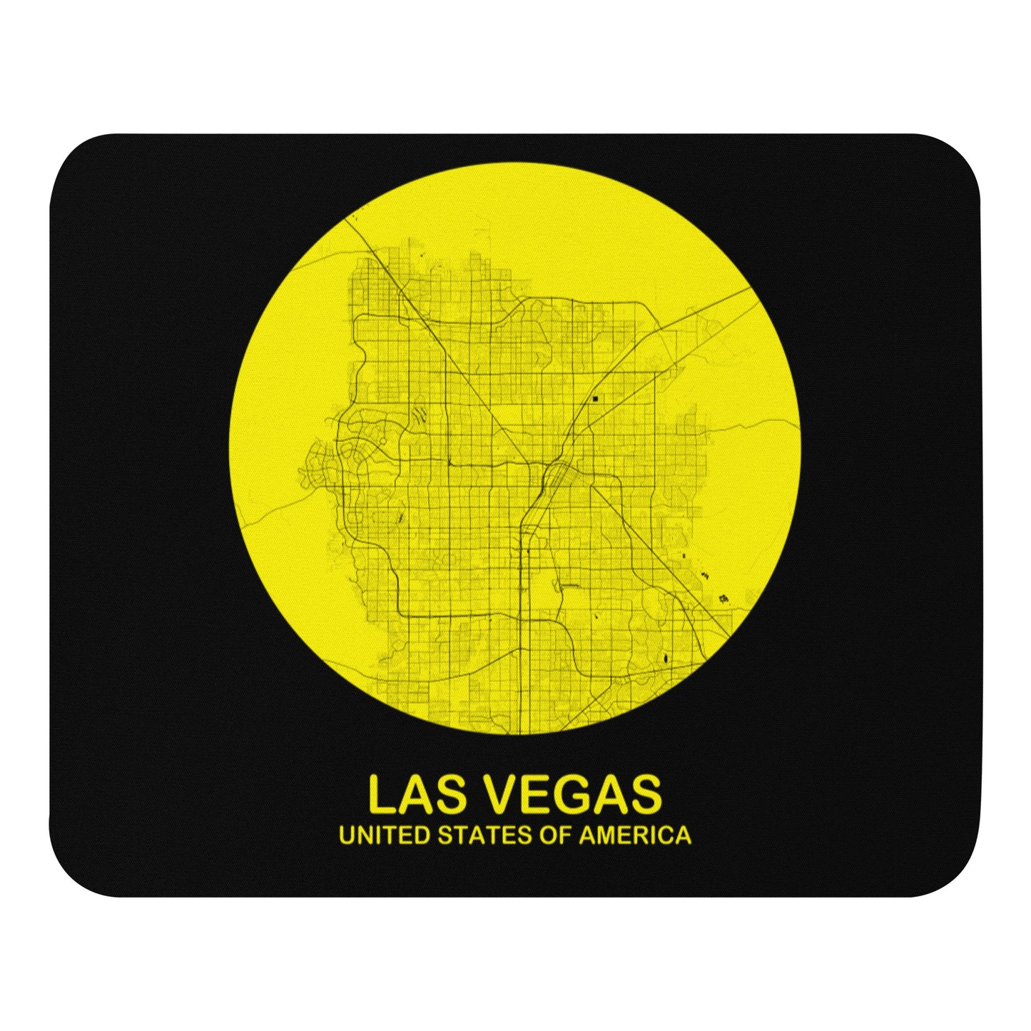 Las Vegas Circular Yellow Map Mouse Pad