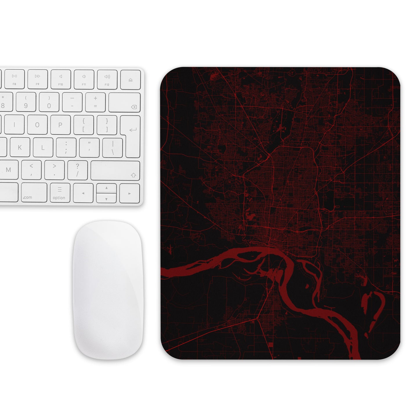 Memphis Black and Red Map Mouse Pad
