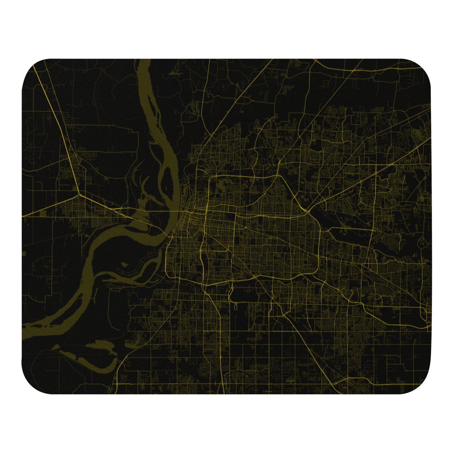 Memphis Black and Yellow Map Mouse Pad