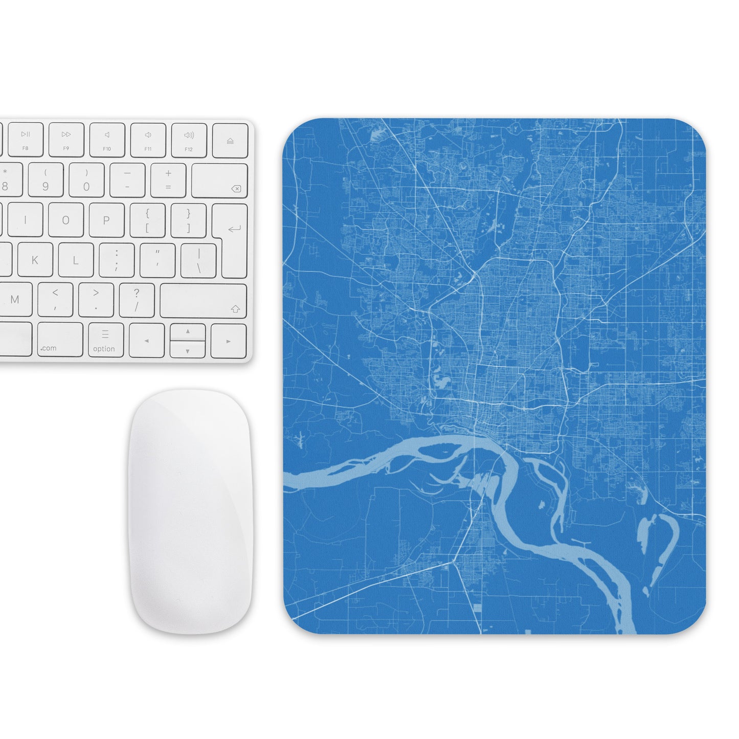 Memphis Blue and White Map Mouse Pad
