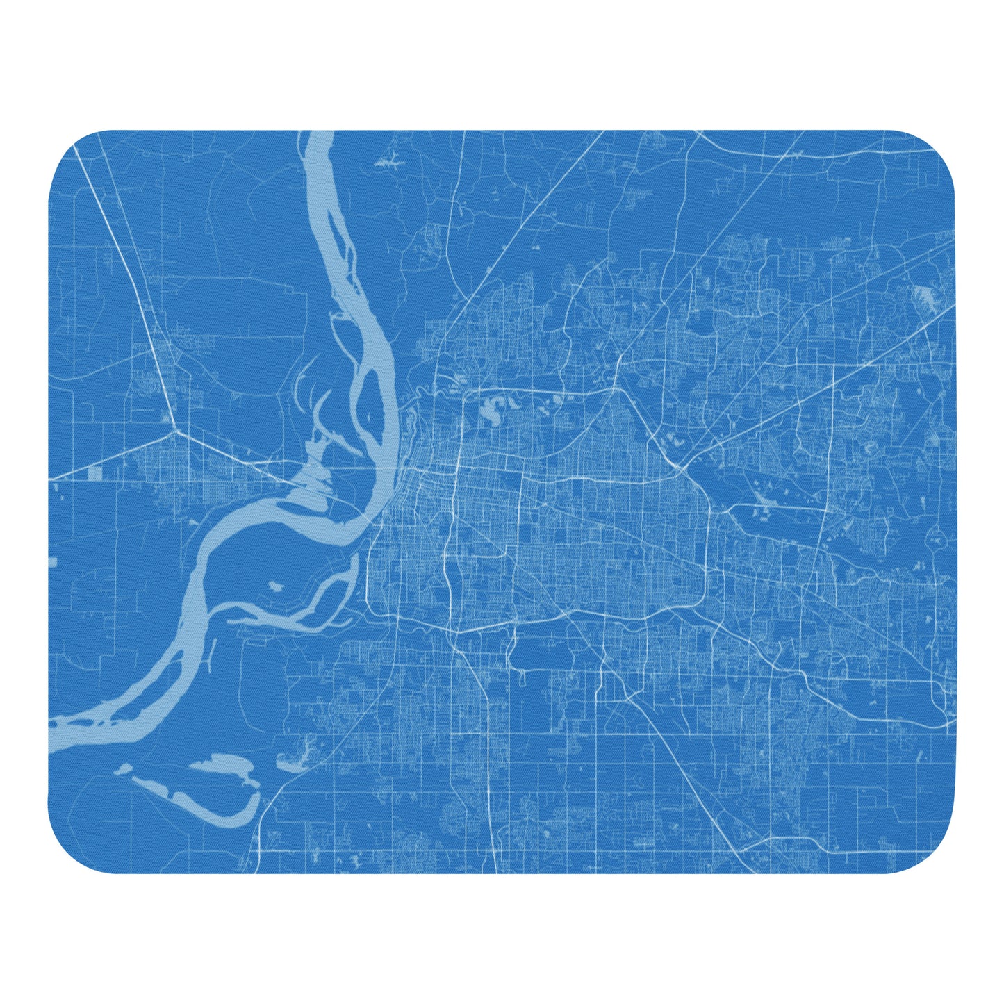 Memphis Blue and White Map Mouse Pad