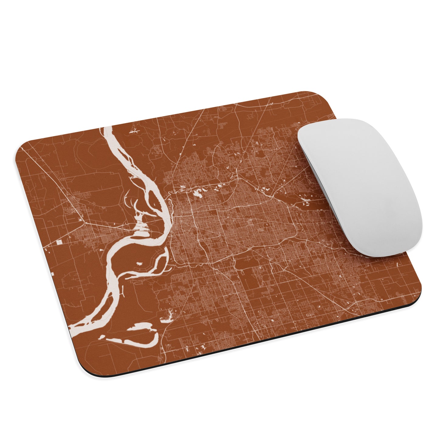 Memphis Brown and White Map Mouse Pad