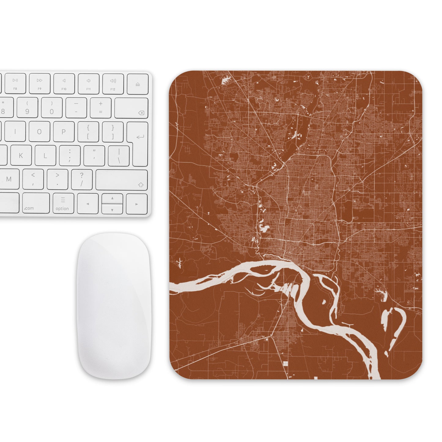 Memphis Brown and White Map Mouse Pad