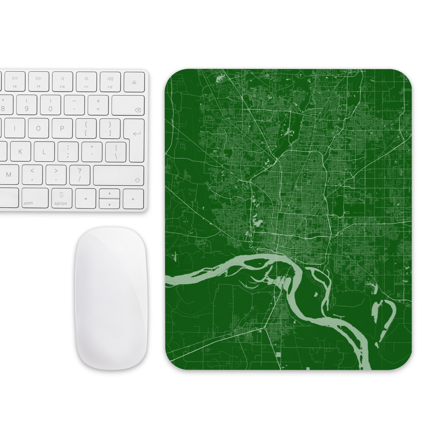 Memphis Green and White Map Mouse Pad