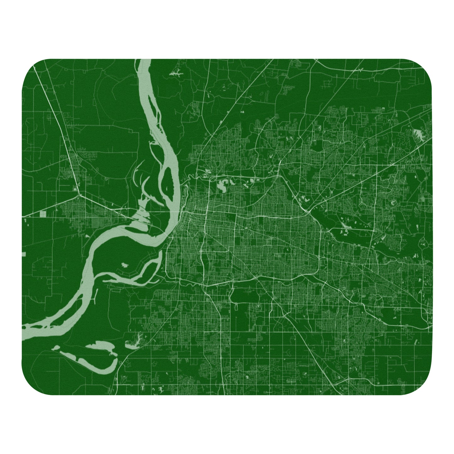 Memphis Green and White Map Mouse Pad