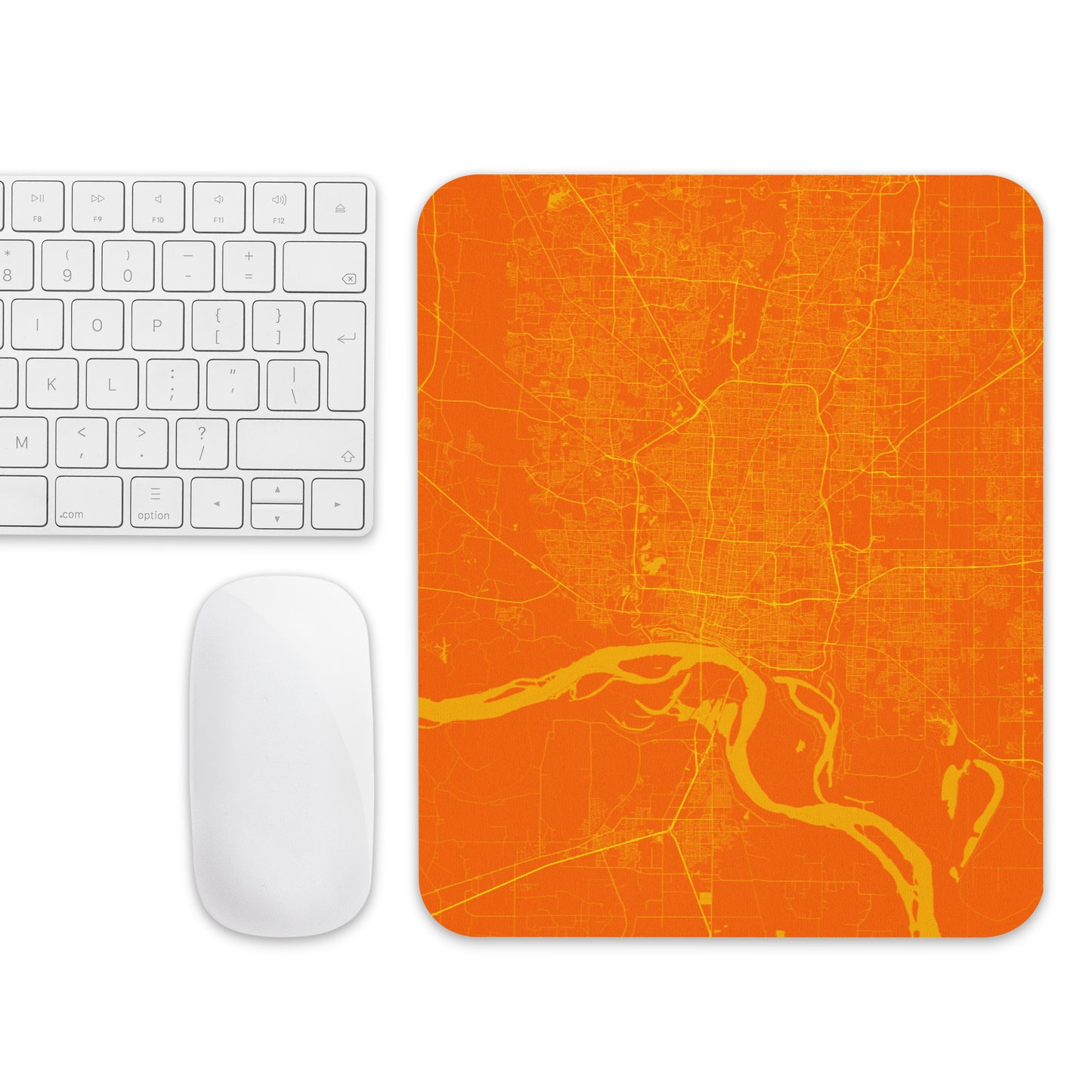 Memphis Orange and Yellow Map Mouse Pad
