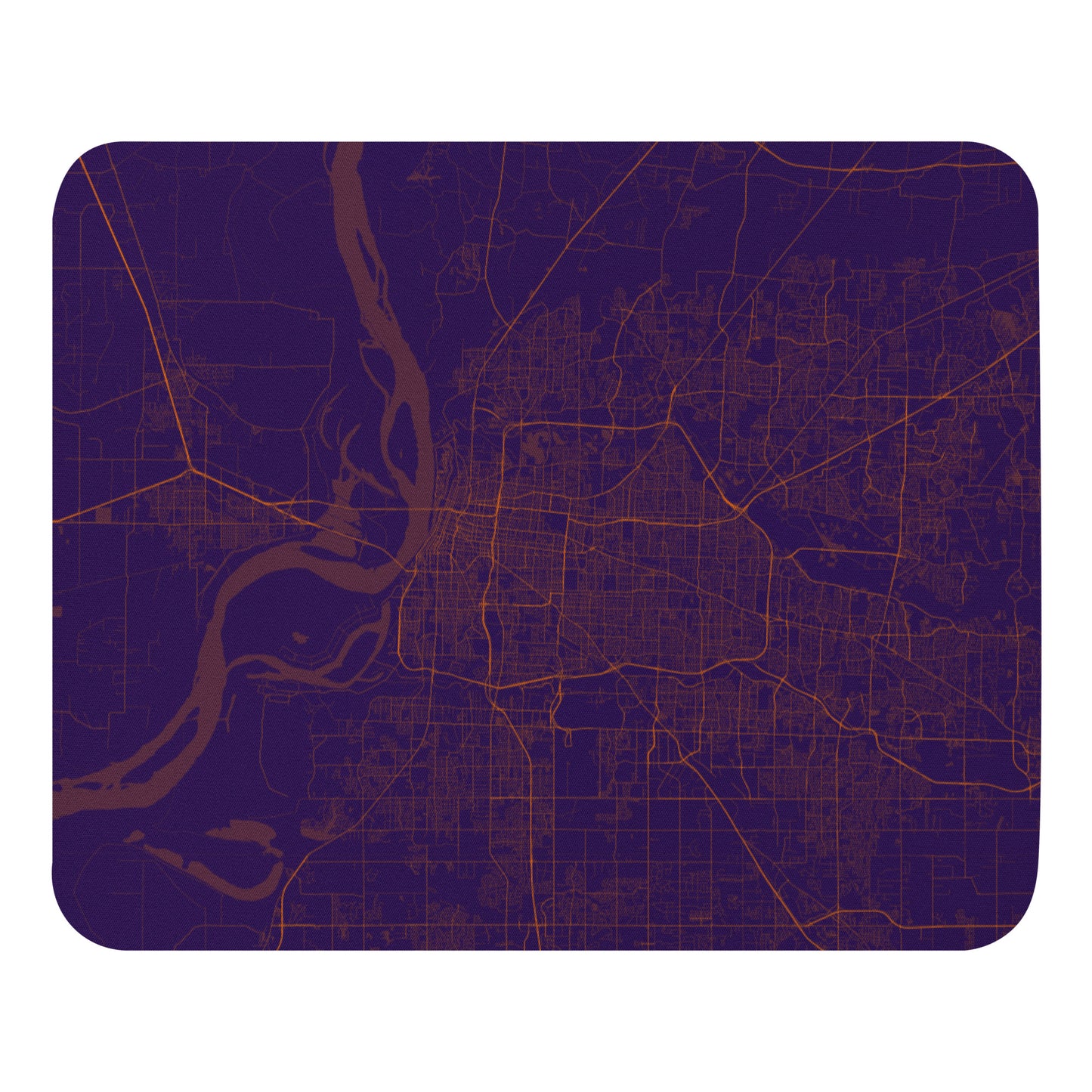 Memphis Purple and Orange Map Mouse Pad