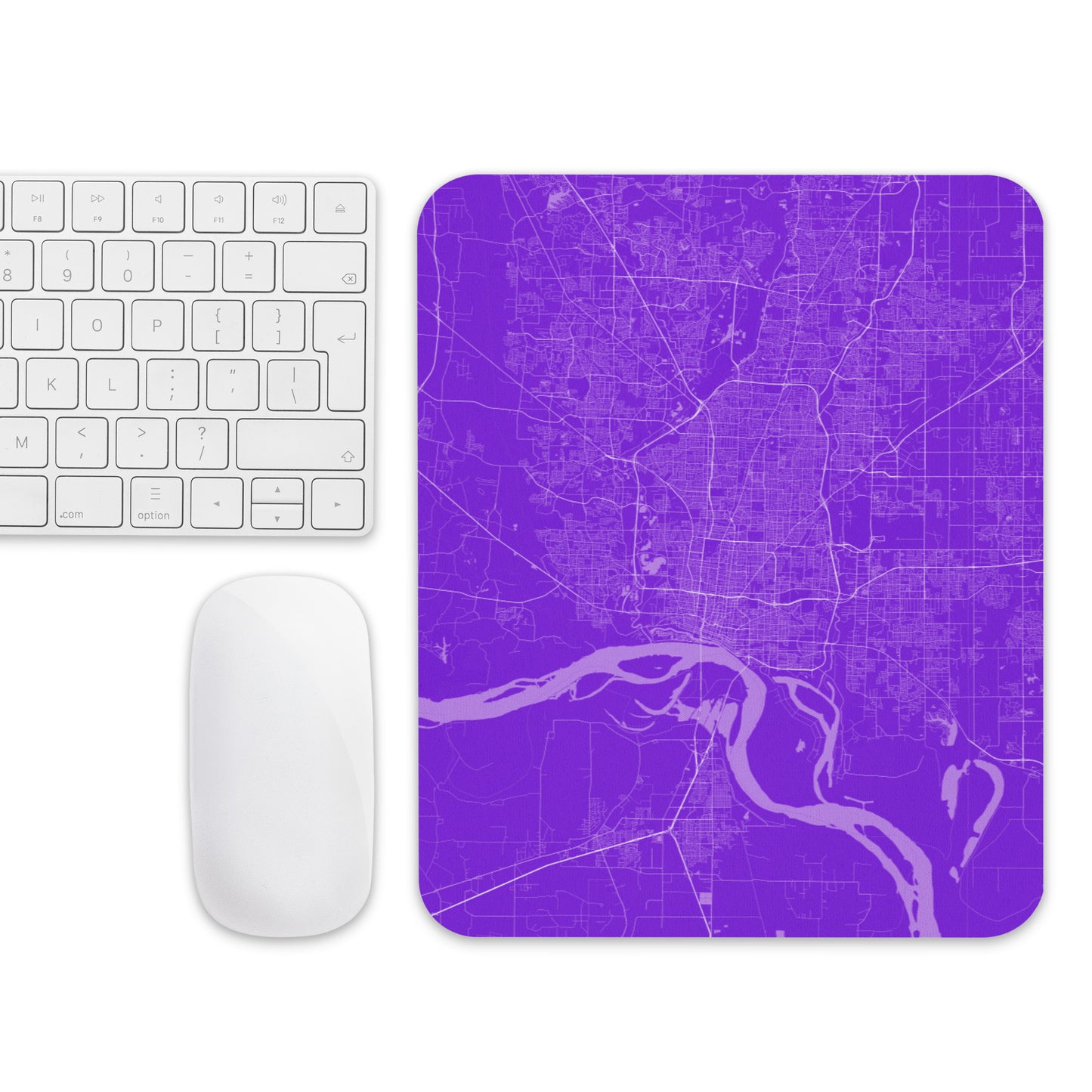 Memphis Purple and White Map Mouse Pad
