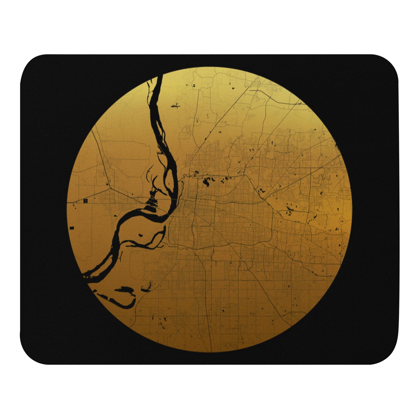 Memphis Gold on Black Map Mouse Pad
