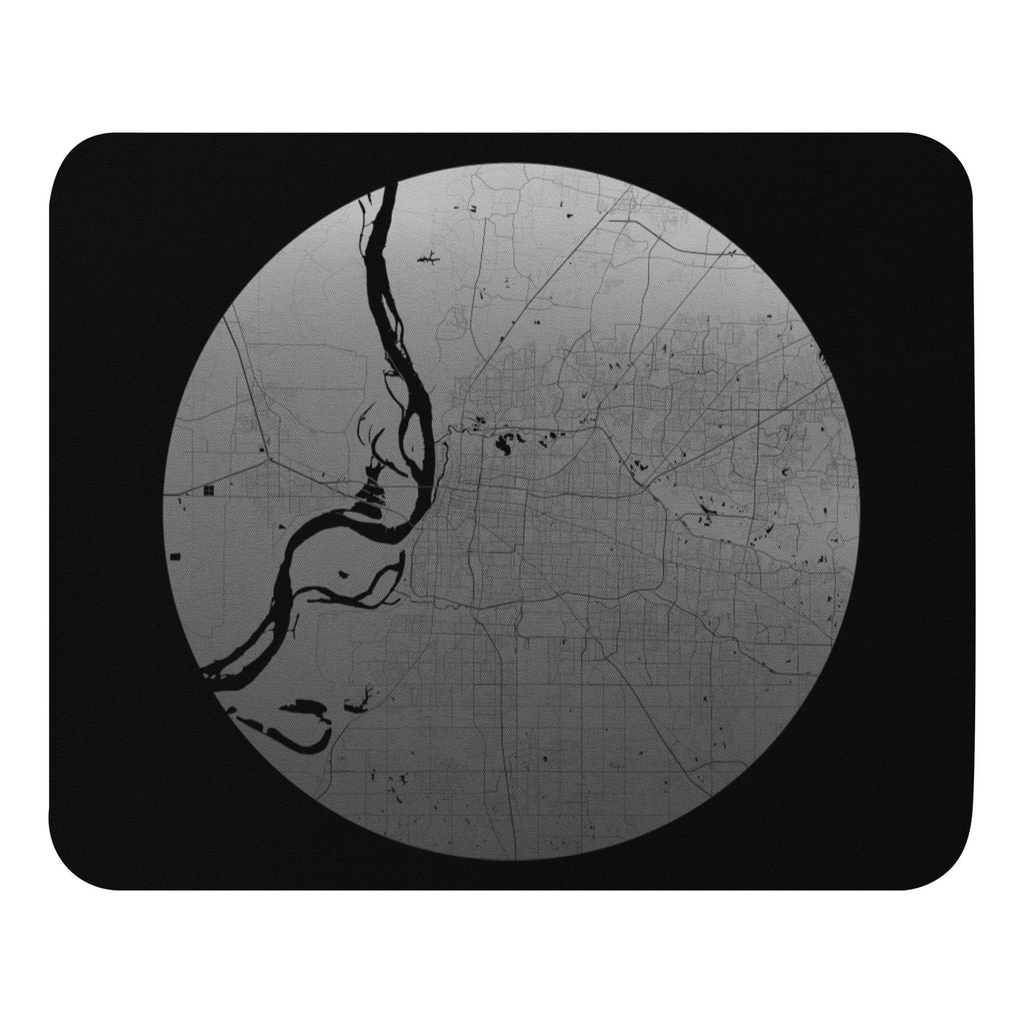 Memphis Silver on Black Map Mouse Pad