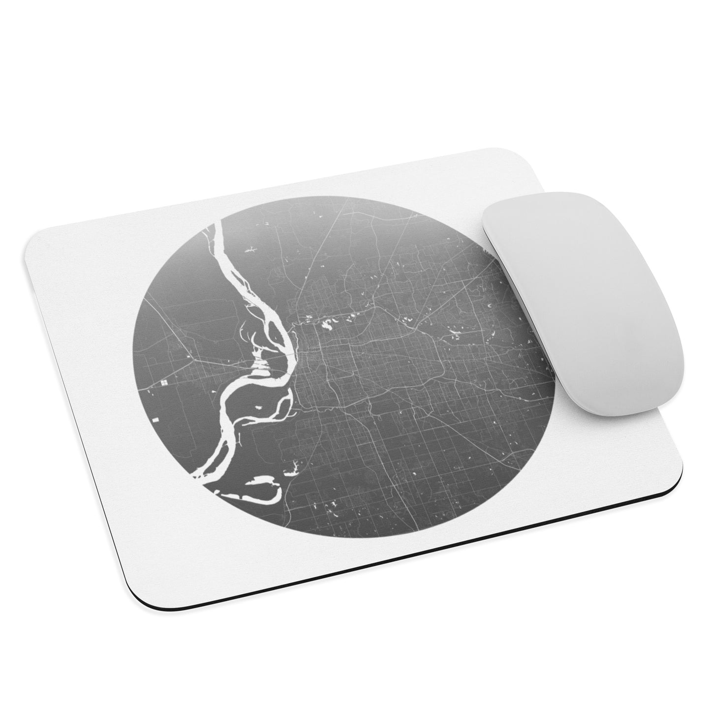 Memphis Silver on White Map Mouse Pad
