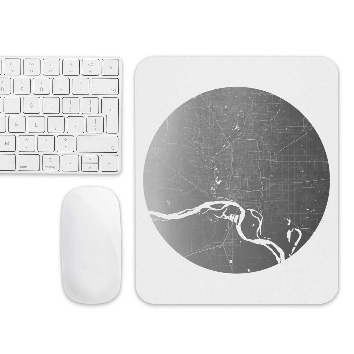 Memphis Silver on White Map Mouse Pad