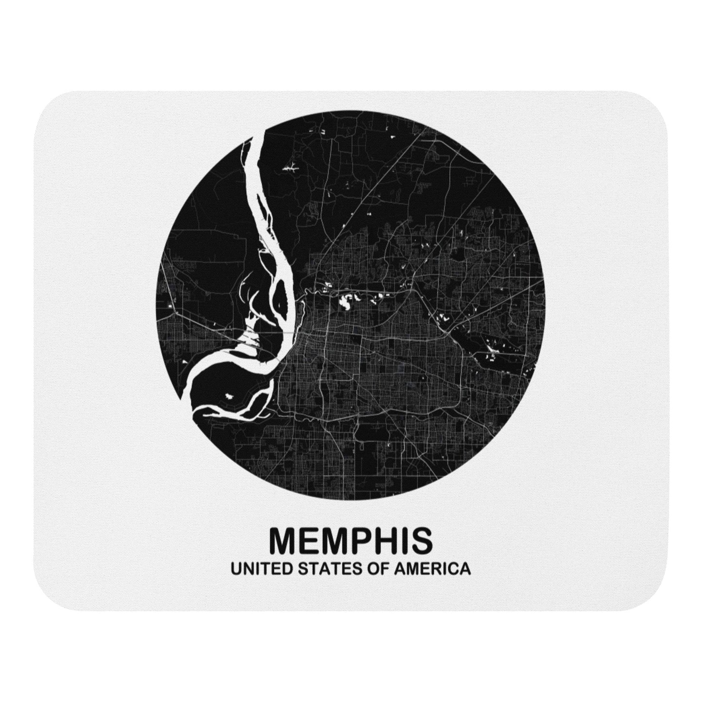 Memphis Circular Black Map Mouse Pad