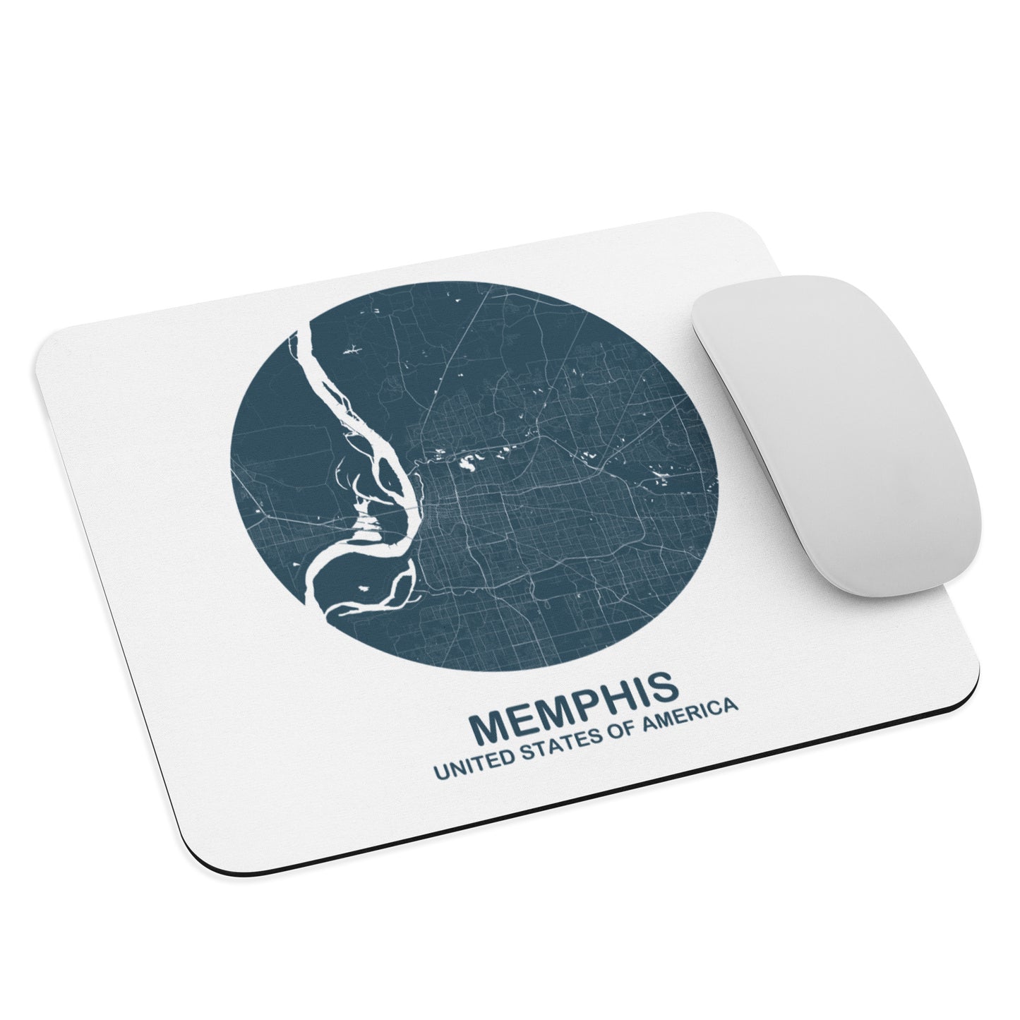 Memphis Circular Blue Map Mouse Pad