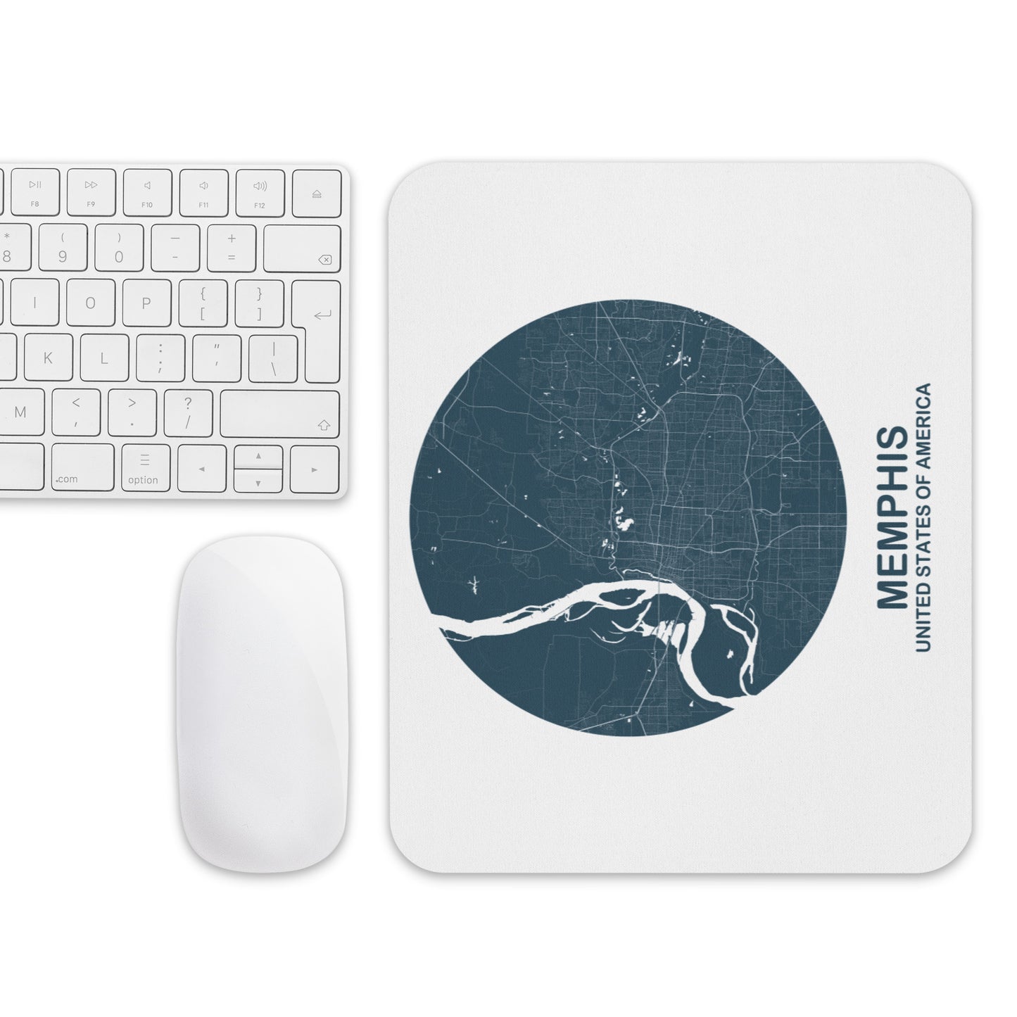 Memphis Circular Blue Map Mouse Pad
