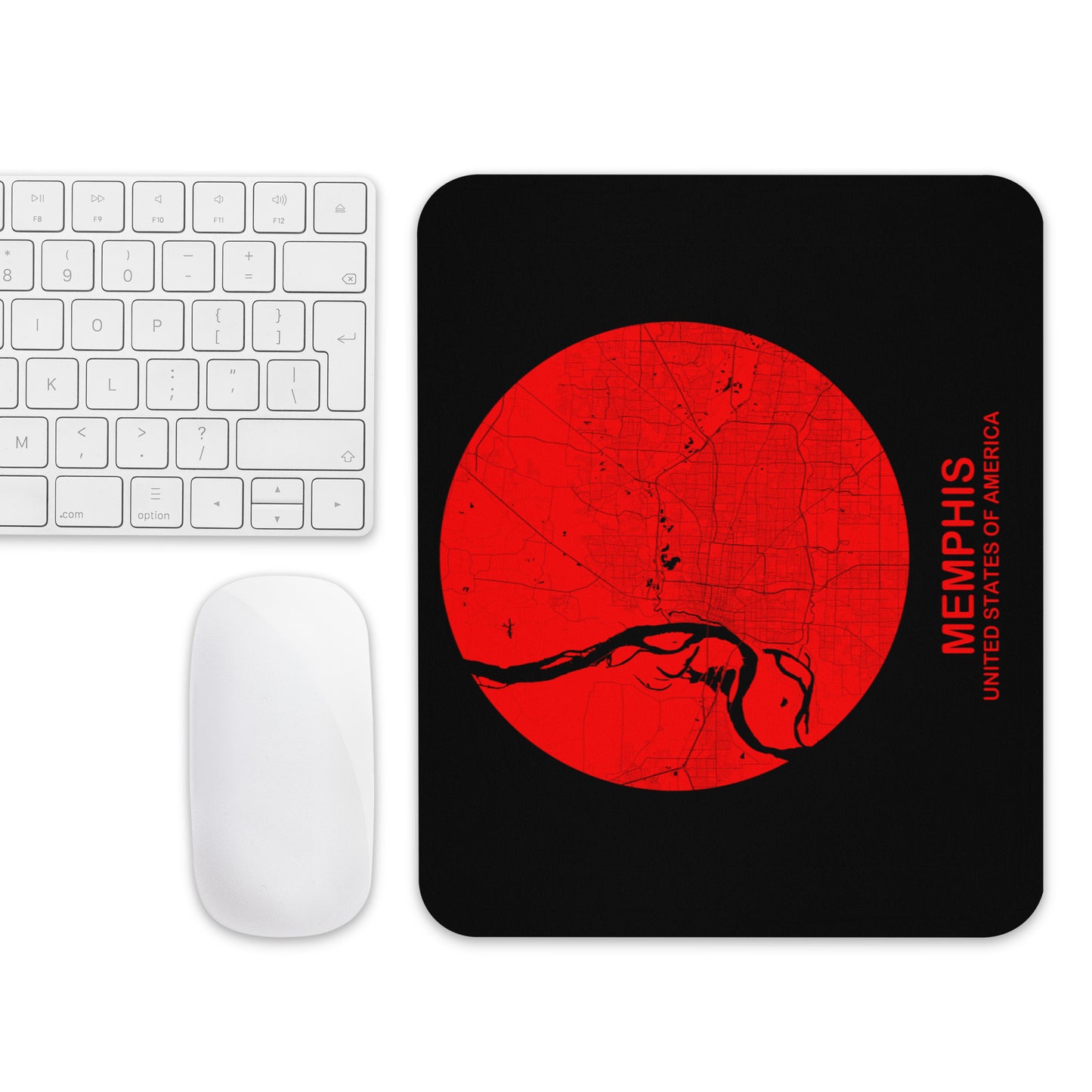 Memphis Circular Red Map Mouse Pad