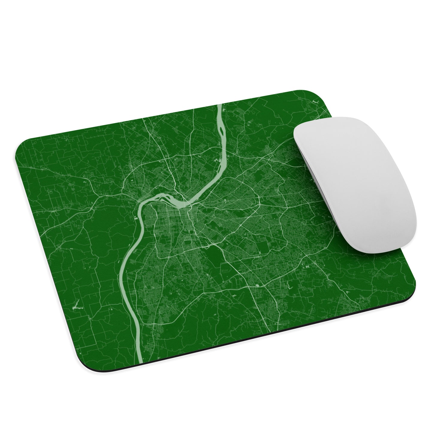 Louisville Green and White Map Mouse Pad