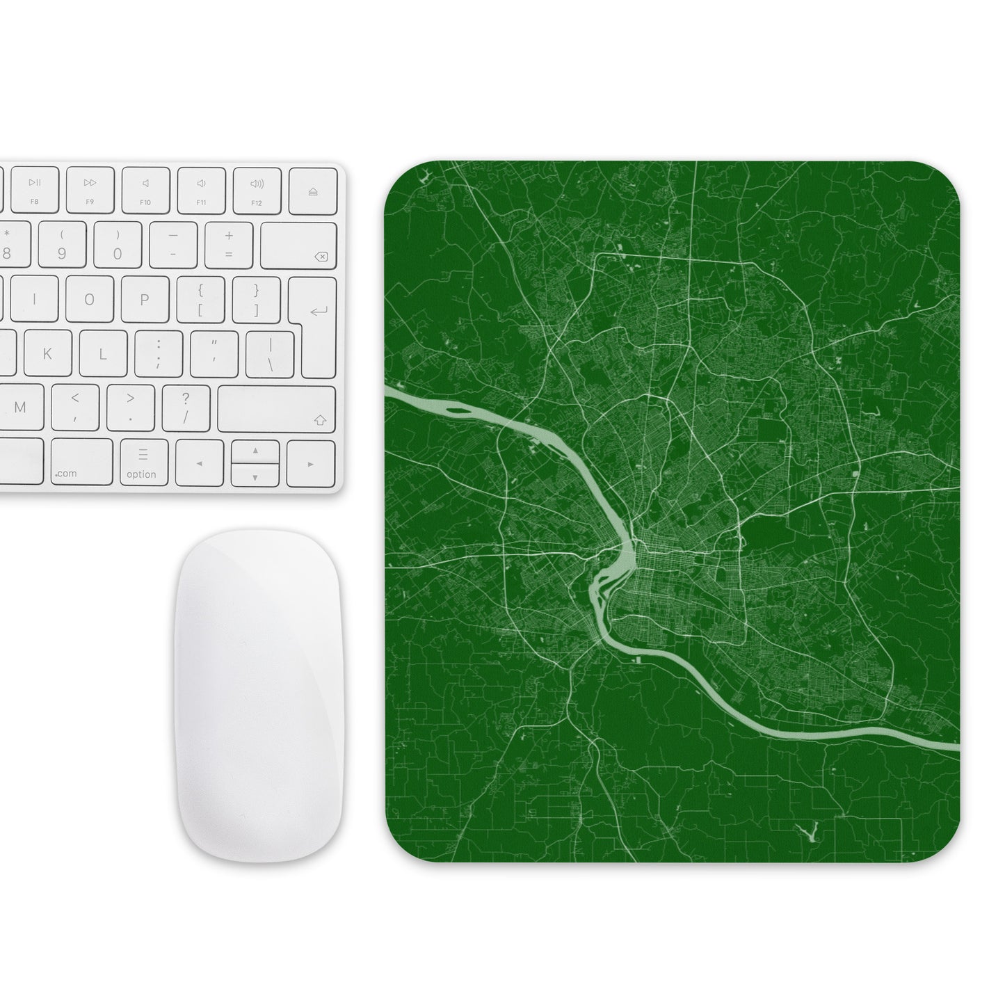 Louisville Green and White Map Mouse Pad