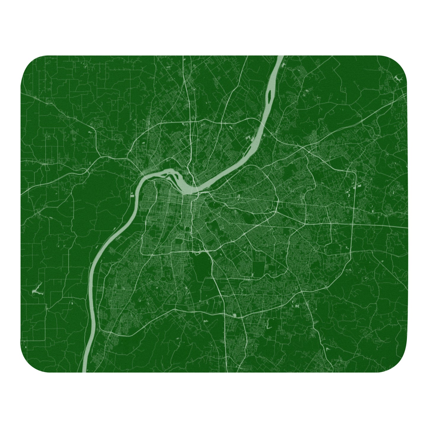 Louisville Green and White Map Mouse Pad