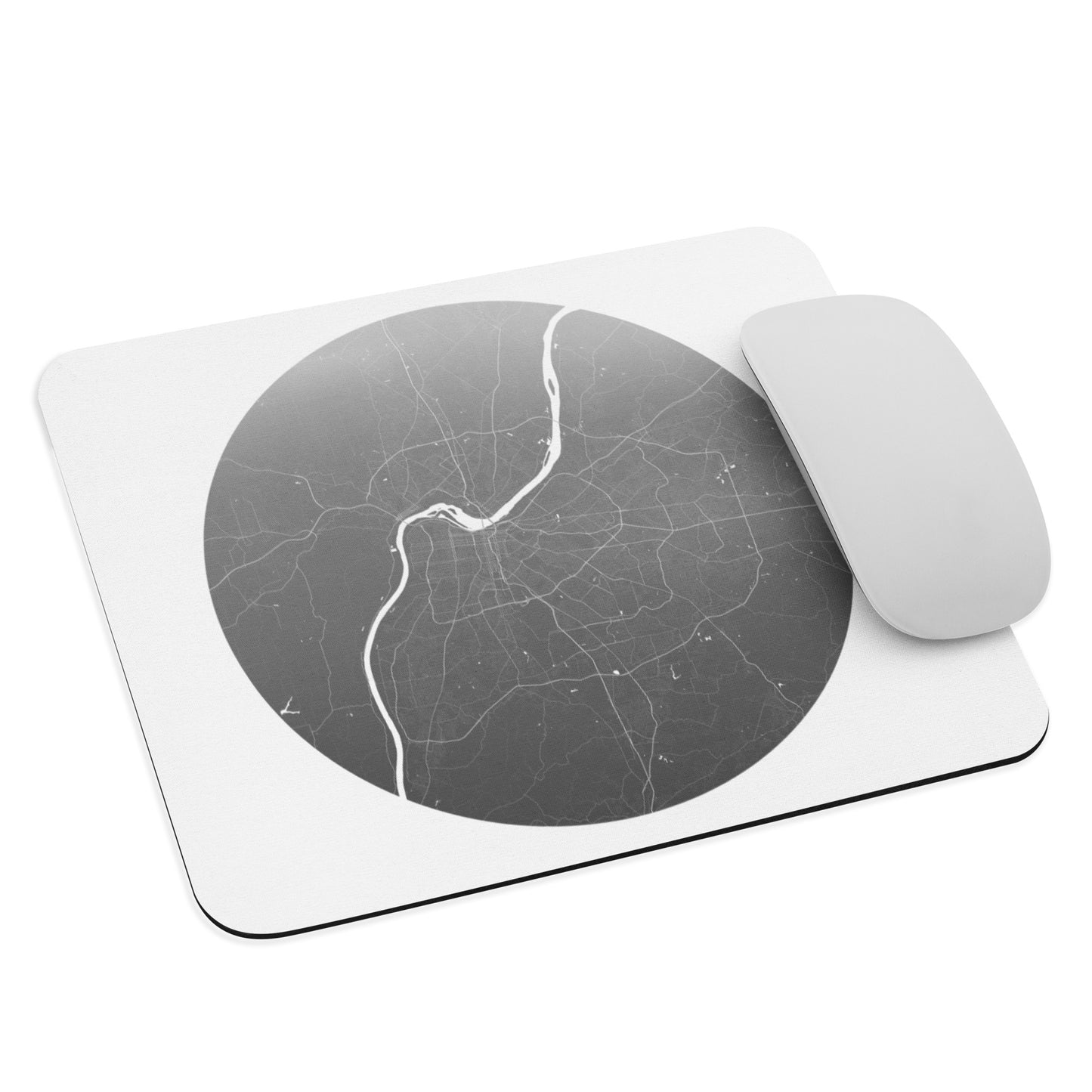 Louisville Silver on White Map Mouse Pad