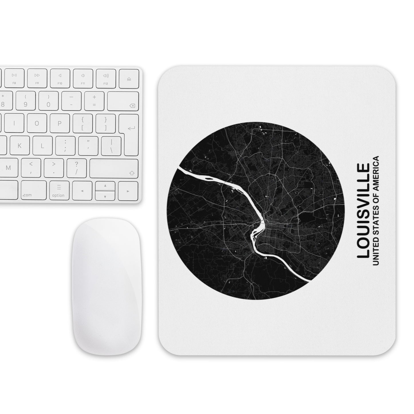 Louisville Circular Black Map Mouse Pad