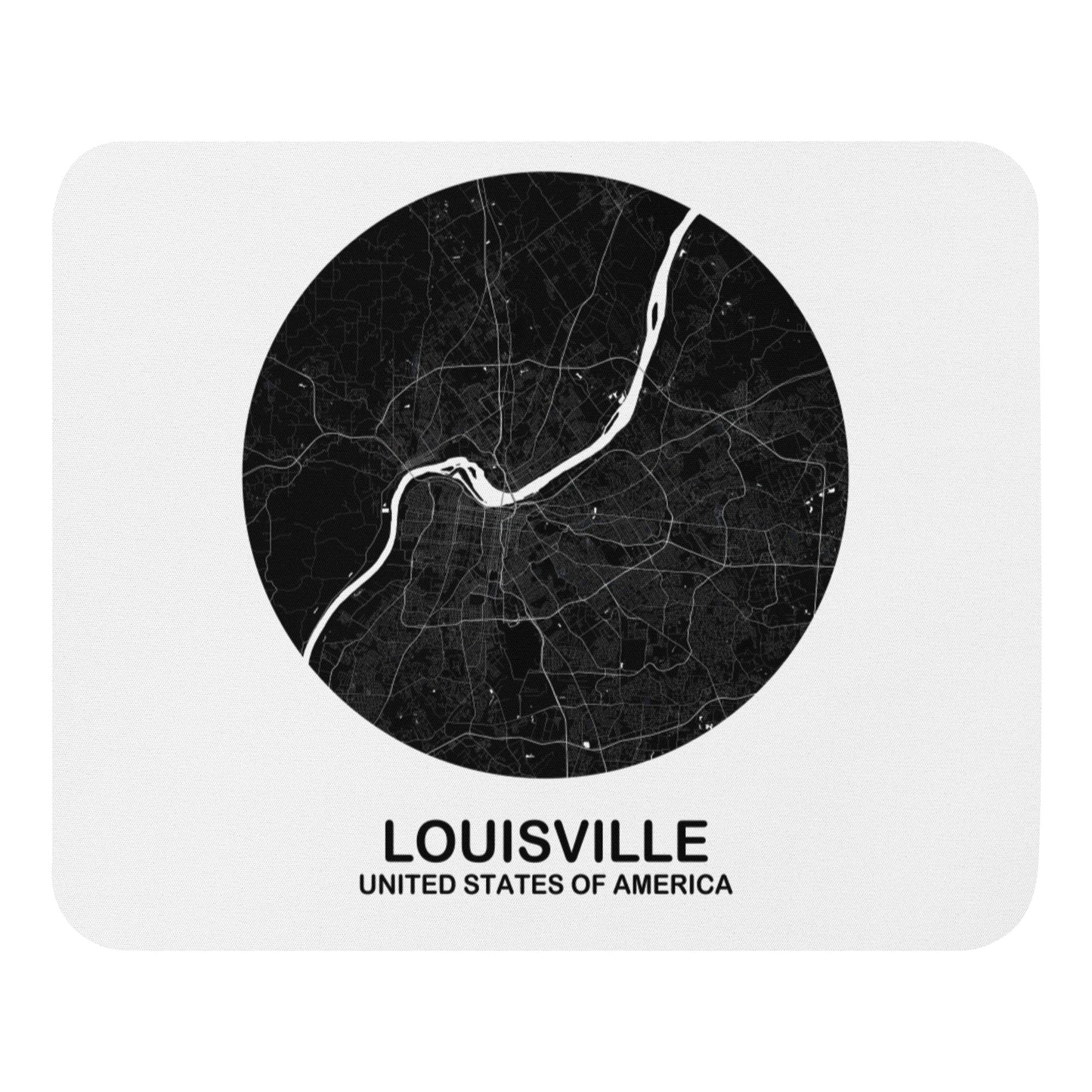 Louisville Circular Black Map Mouse Pad