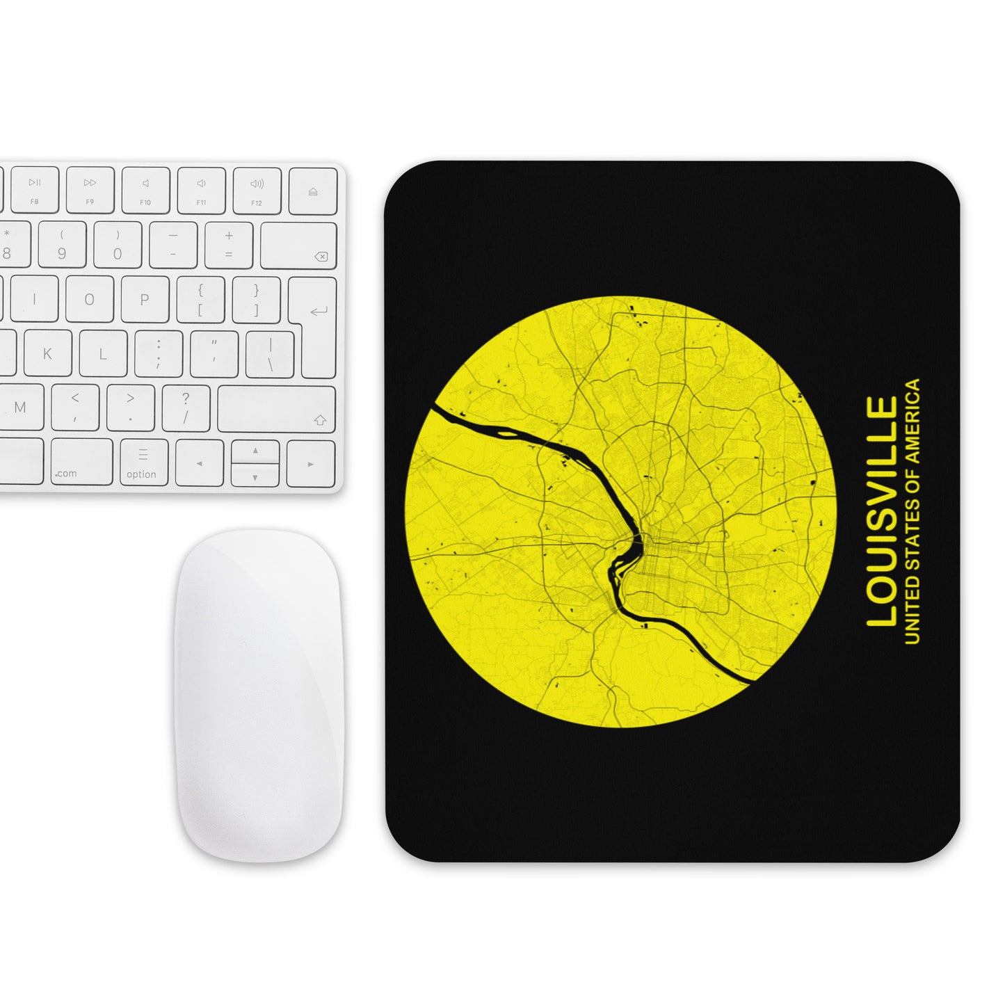 Louisville Circular Yellow Map Mouse Pad