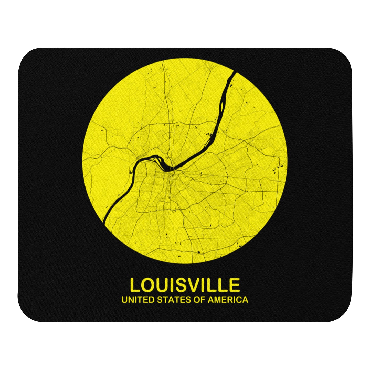 Louisville Circular Yellow Map Mouse Pad
