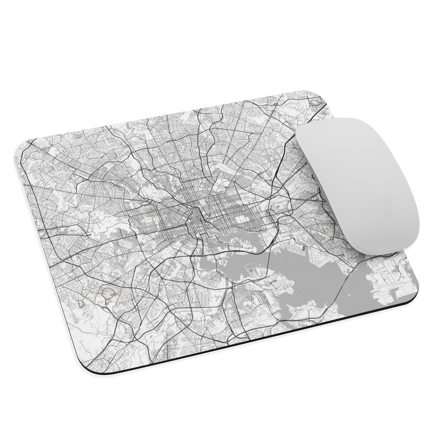 Baltimore White Map Mouse Pad